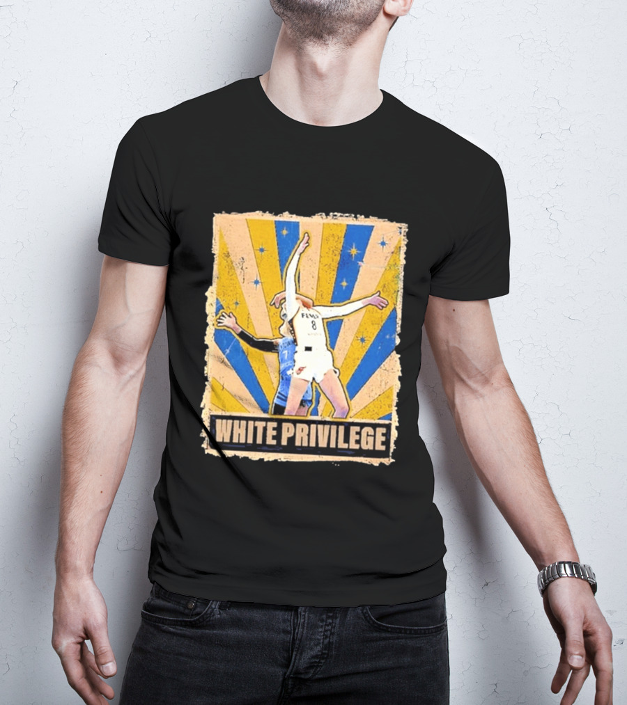 White Privilege Basketball Collision Moment Blue Yellow Starburst T-Shirt