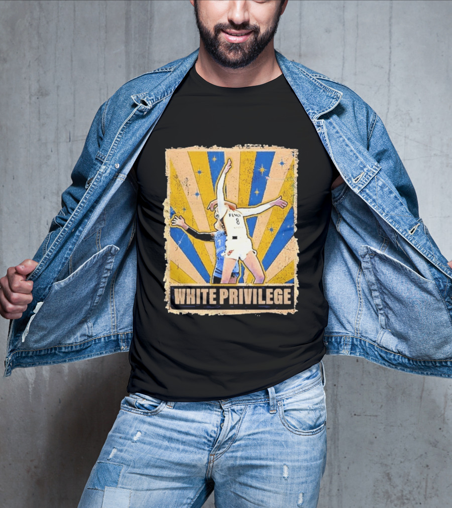 White Privilege Basketball Collision Moment Blue Yellow Starburst T-Shirt