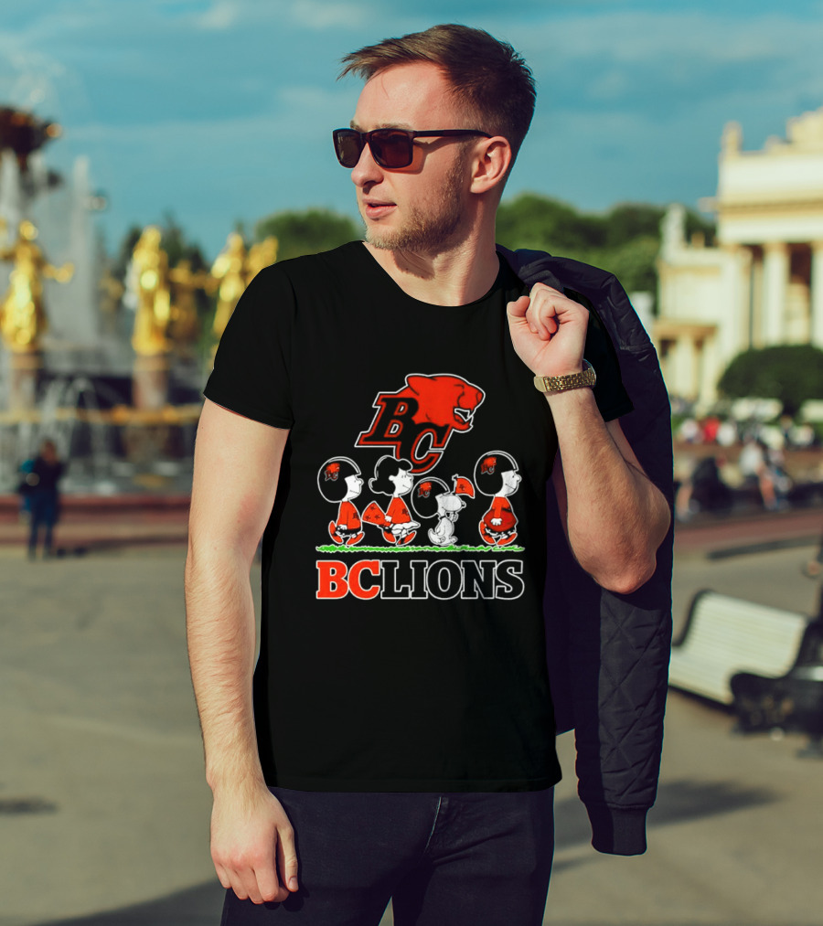 Peanuts Characters Collaboration With BC Lions CFL Team T-Shirt