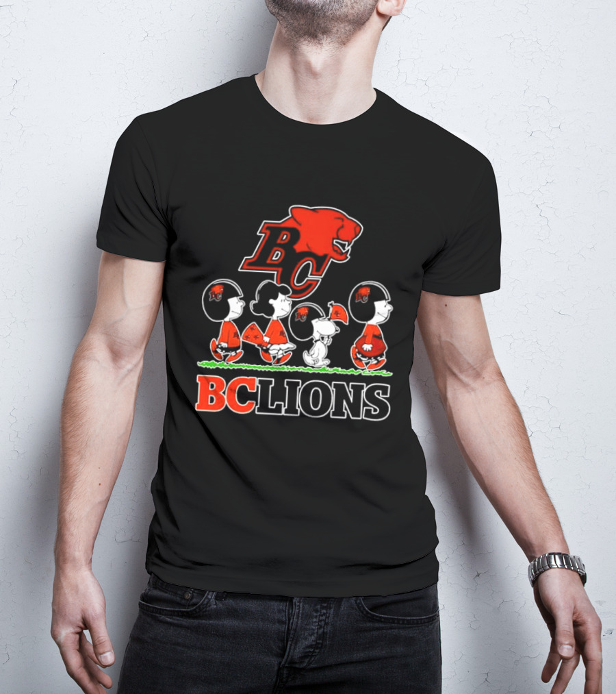 Peanuts Characters Collaboration With BC Lions CFL Team T-Shirt
