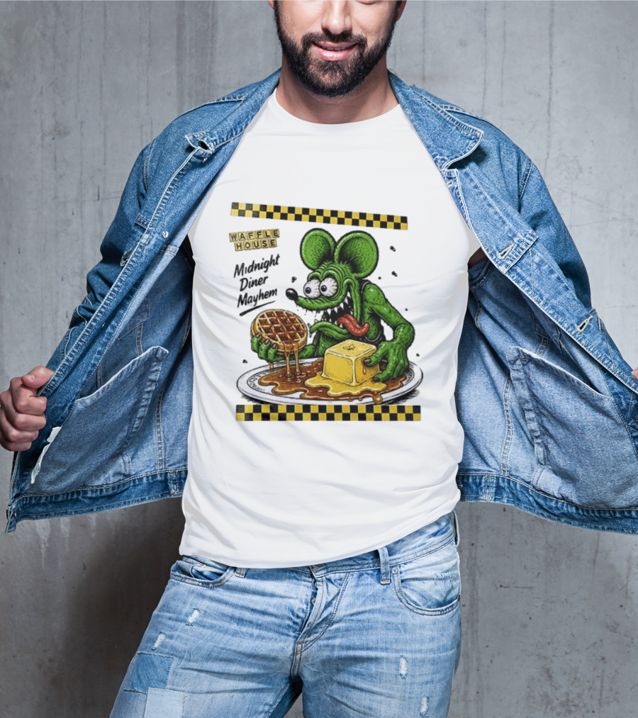 Rat Fink Waffle House Midnight Diner Mayhem Stay Golden T-Shirt