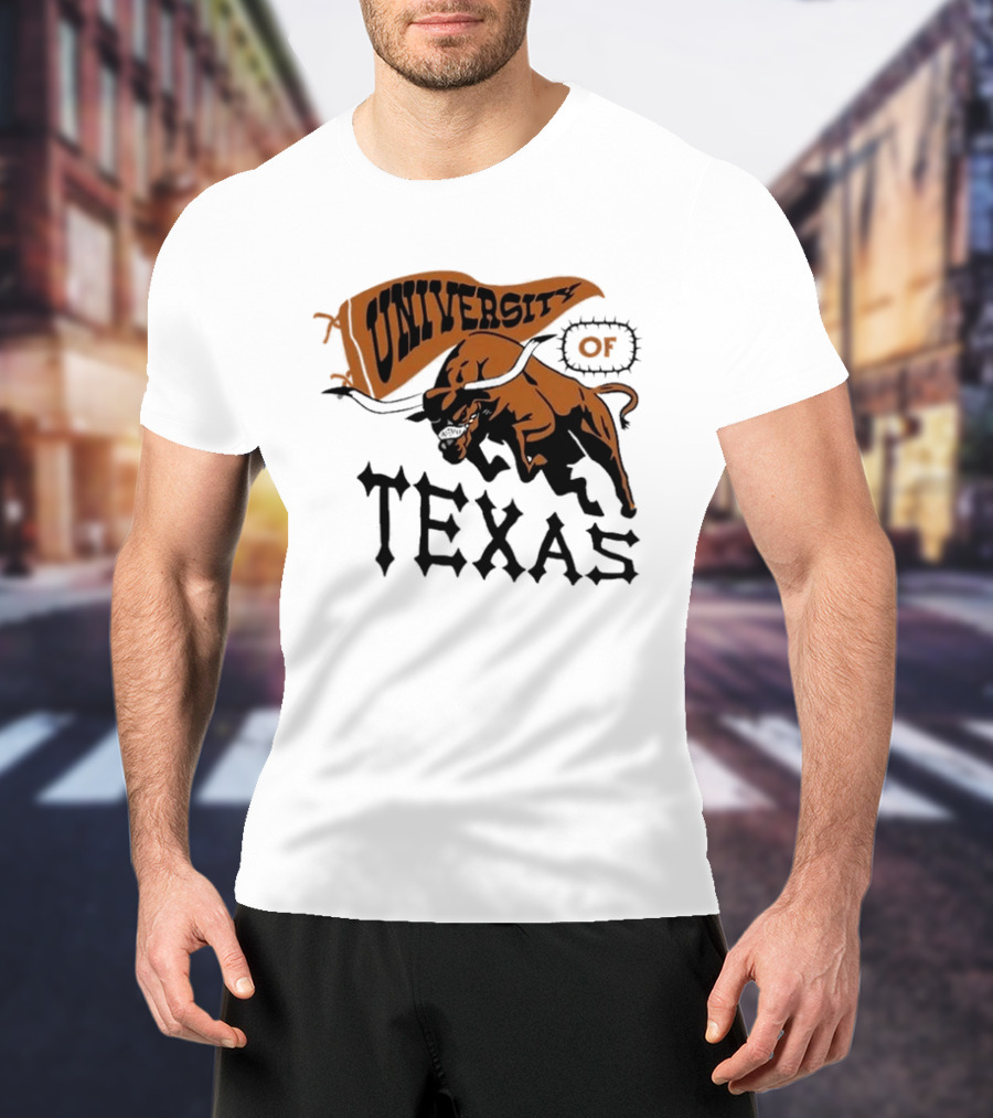 University Of Texas Longhorns Bull Mascot Banner T-Shirt