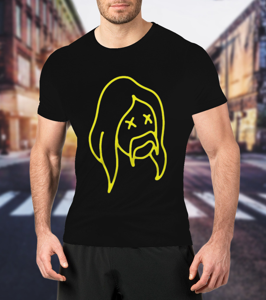 Austin Meade Store Blackout Black Neon Yellow Face Lines T-Shirt