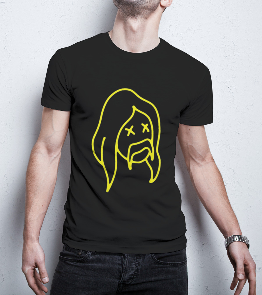 Austin Meade Store Blackout Black Neon Yellow Face Lines T-Shirt
