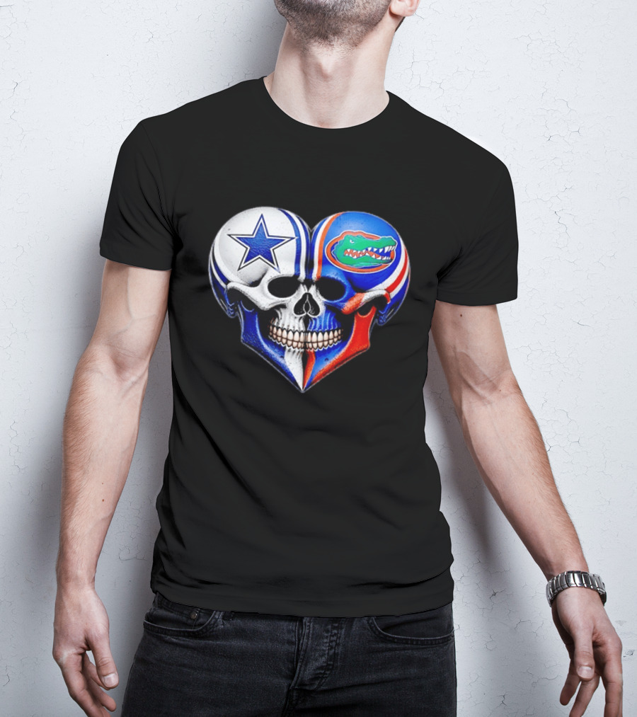 Dallas Cowboys Florida Gators Heart Skull T-Shirt