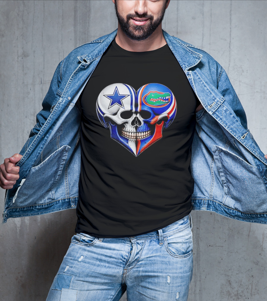 Dallas Cowboys Florida Gators Heart Skull T-Shirt
