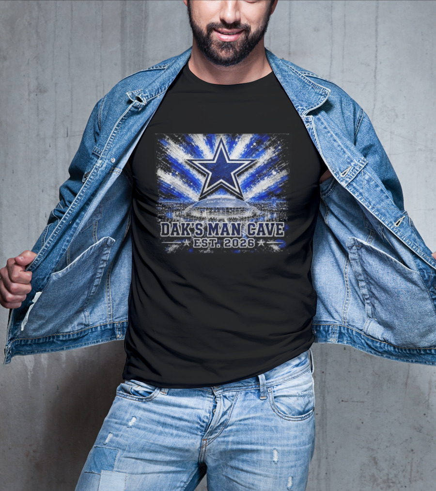 Dallas Cowboys AT&T Stadium Dak's Man Cave Established 2026 Starburst T-Shirt