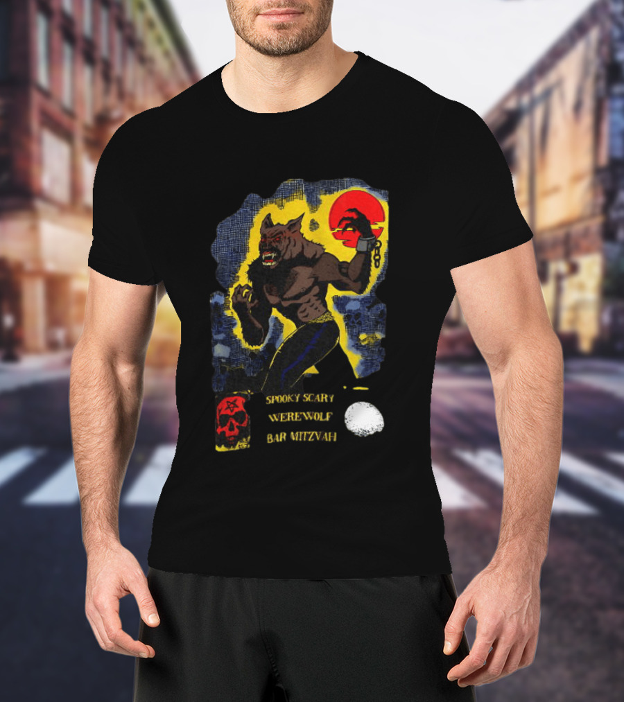 Spooky Scary Werewolf Bar Mitzvah Moonlight Night Zaidi.com T-Shirt