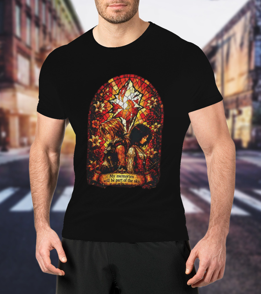 Final Fantasy Stained Glass Zidane And Garnet My Memories Will Be Part Of The Sky T-Shirt