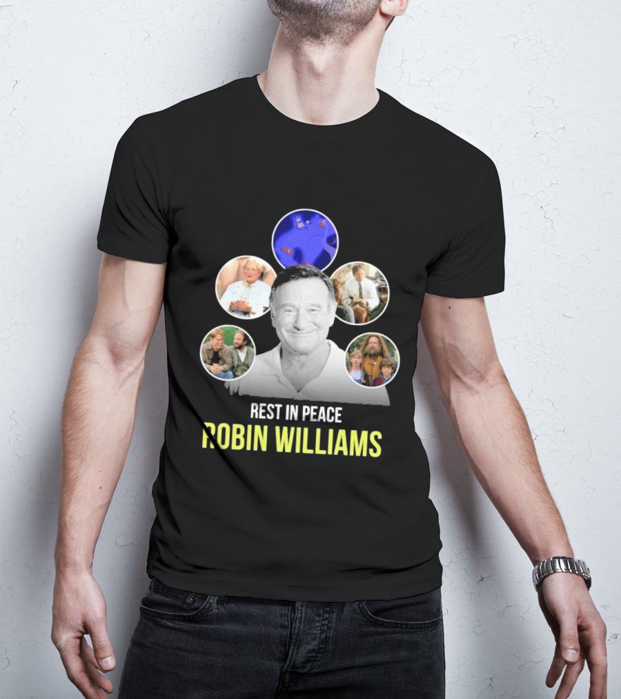 Rest In Peace Robin Williams Aladdin Genie Mrs. Doubtfire Jumanji Good Will Hunting T-Shirt
