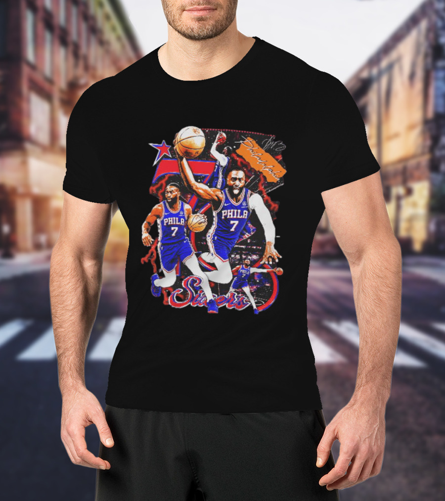 Tyrese Maxey Philadelphia Sixers Basketball Phila 7 NBA Player Action T-Shirt