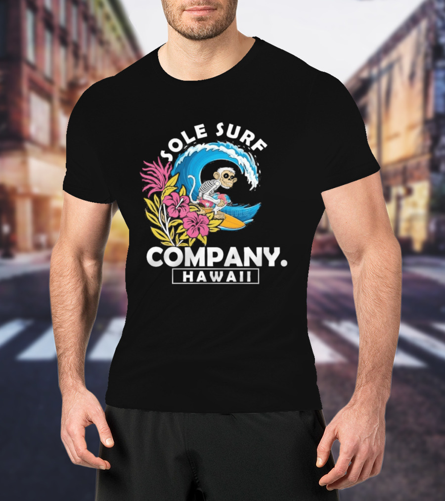 Sole Surf Company Hawaii Monkey Wave Flower Surfing T-Shirt