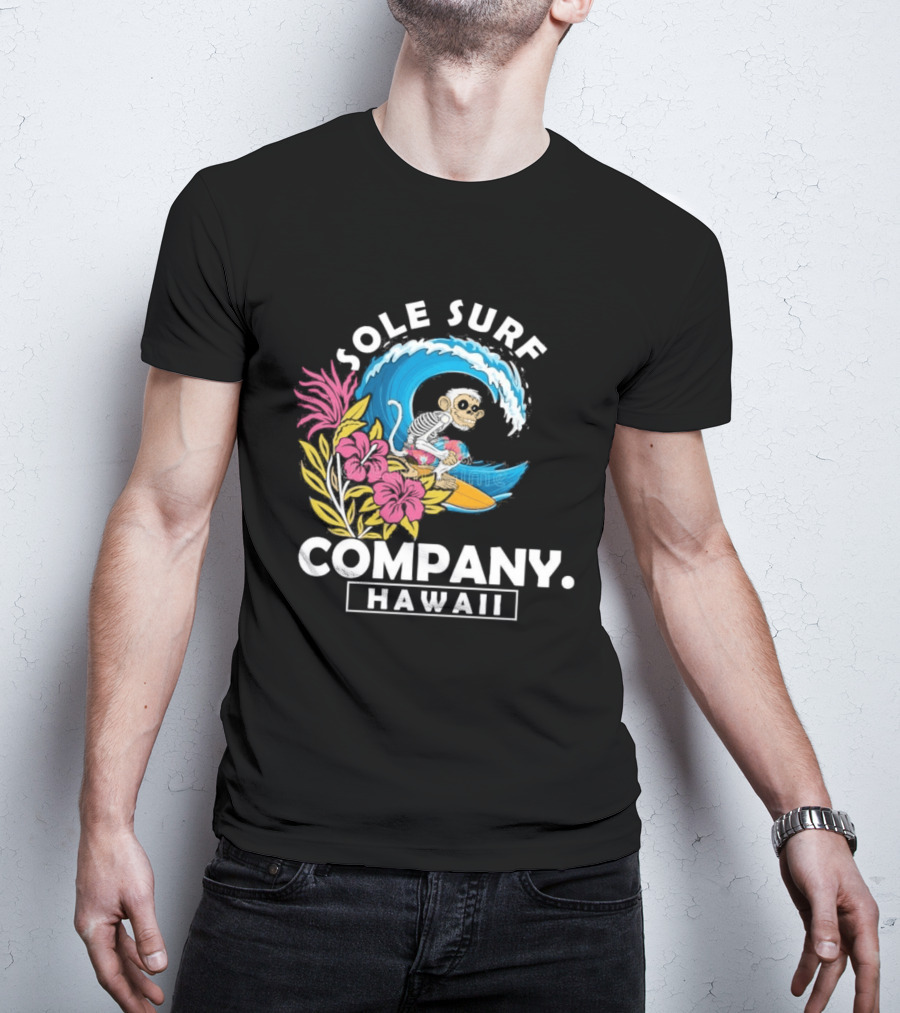 Sole Surf Company Hawaii Monkey Wave Flower Surfing T-Shirt