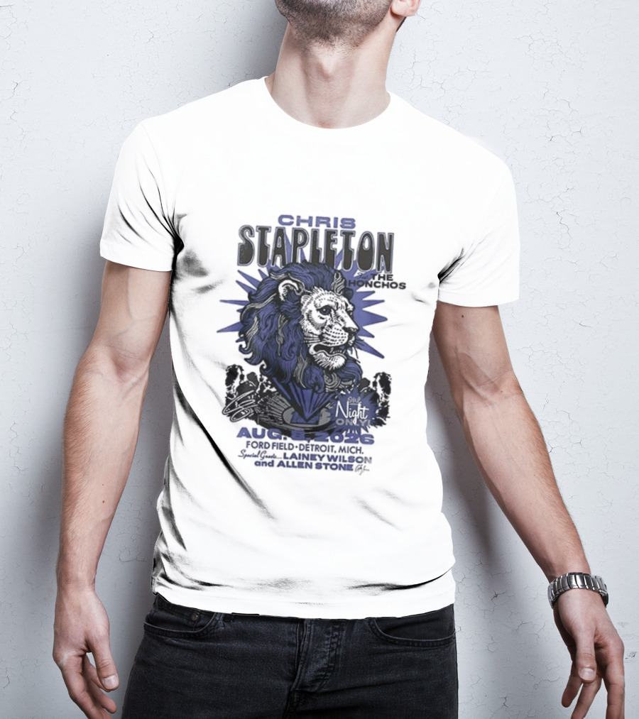 Chris Stapleton Detroit Lions August 2023 Ft The Honchos One Night Only T-Shirt