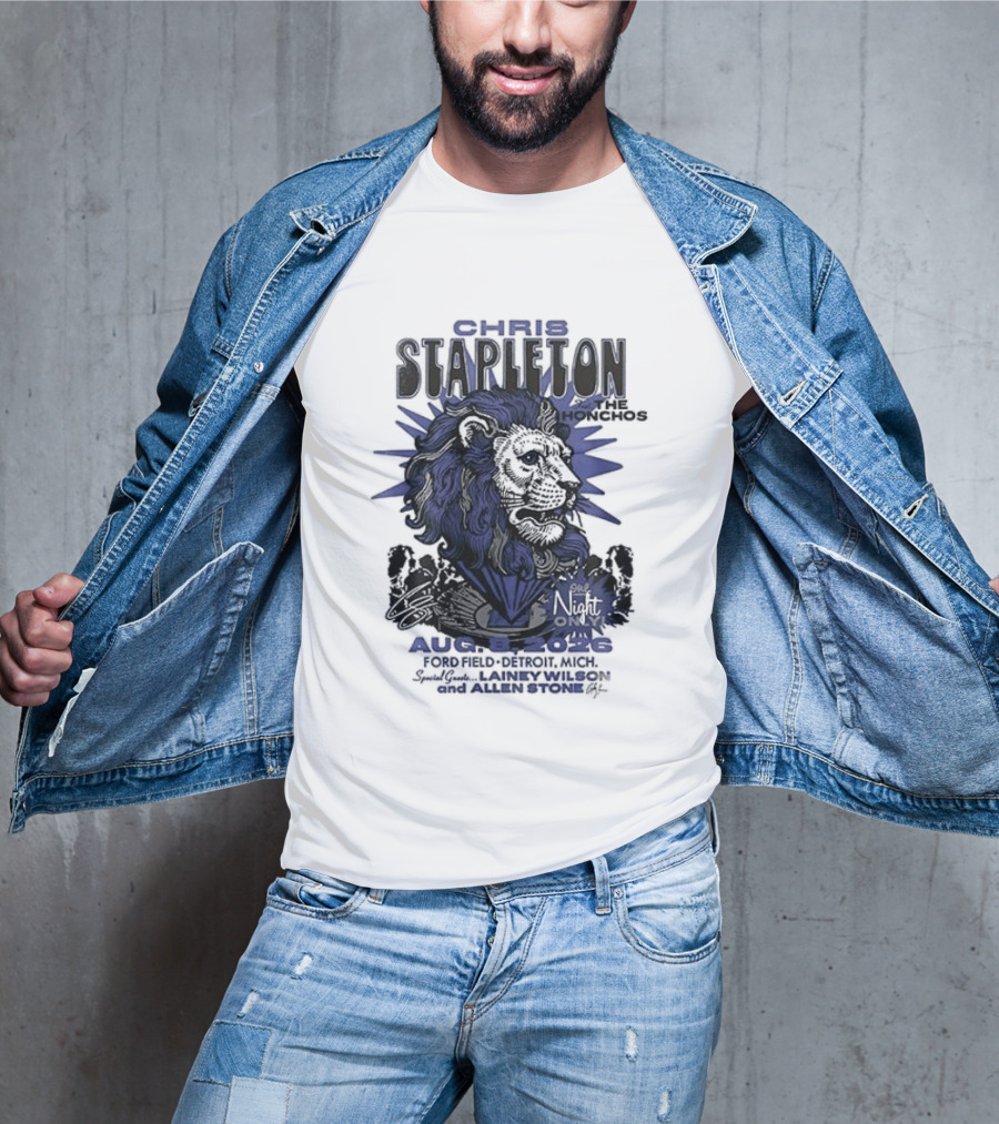 Chris Stapleton Detroit Lions August 2023 Ft The Honchos One Night Only T-Shirt