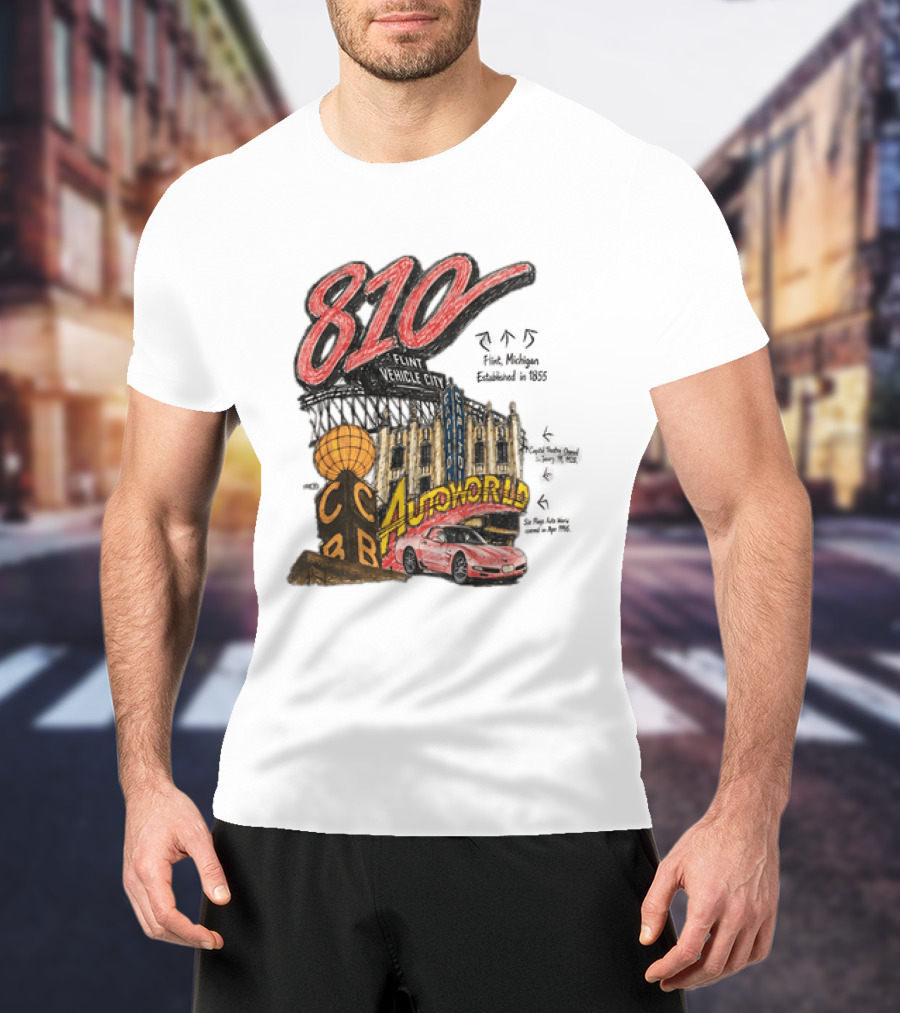 810 Flint Vehicle City Autoworld Grand Fountain Capitol Theatre McDonald's 810 Day Meal T-Shirt