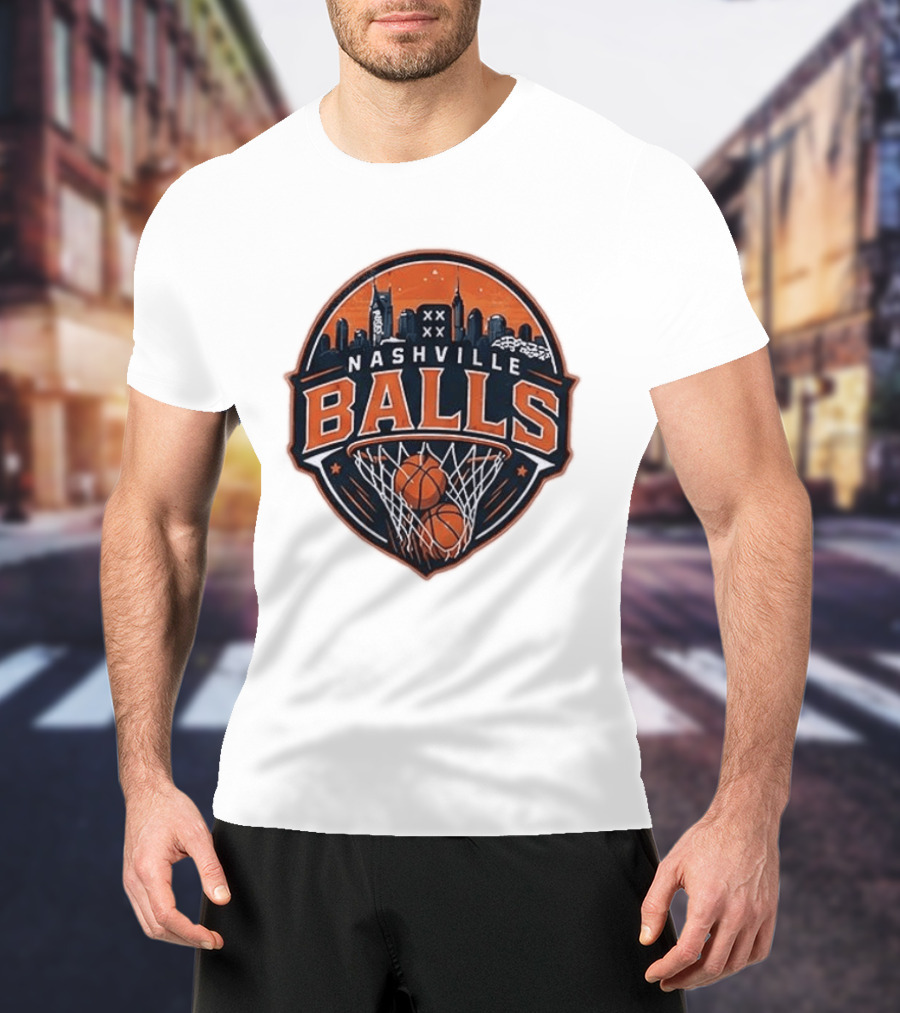 Nashville Balls Basketball Skyline Orange And Black T-Shirt