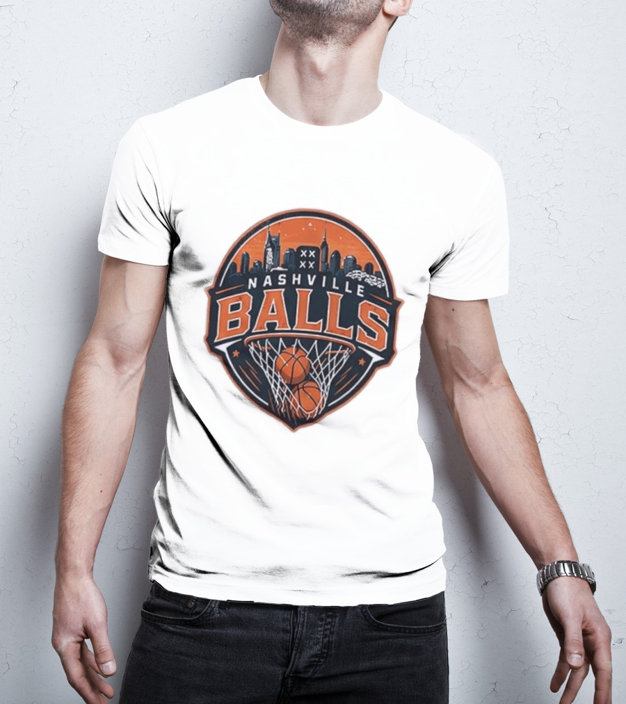 Nashville Balls Basketball Skyline Orange And Black T-Shirt