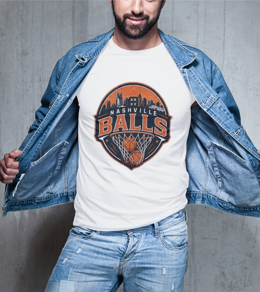 Nashville Balls Basketball Skyline Orange And Black T-Shirt