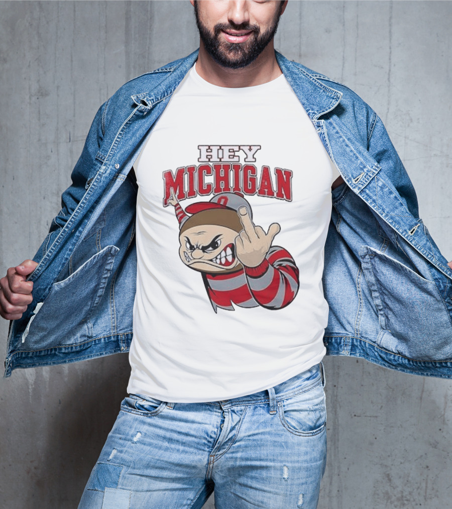 Ohio State Buckeyes Hey Michigan Middle Finger T-Shirt