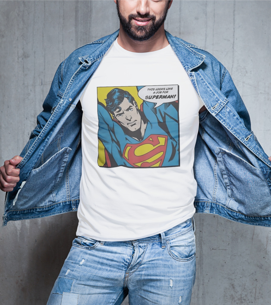 This Looks Like A Job For Superman Comic Panel Classic Superman Heroic Pose T-Shirt