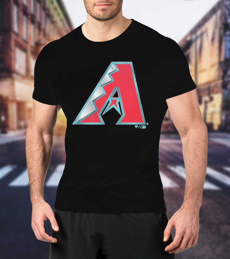 Arizona Diamondbacks Women's Metallic A Logo Red And Silver T-Shirt
