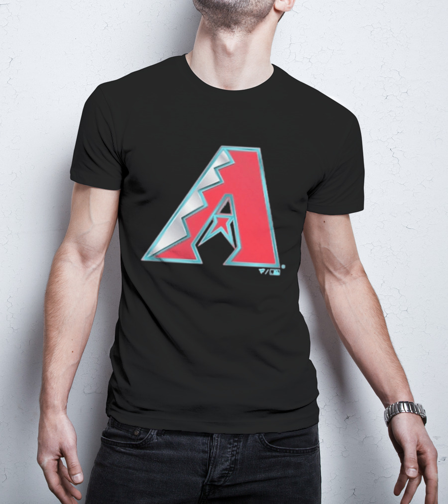Arizona Diamondbacks Women's Metallic A Logo Red And Silver T-Shirt