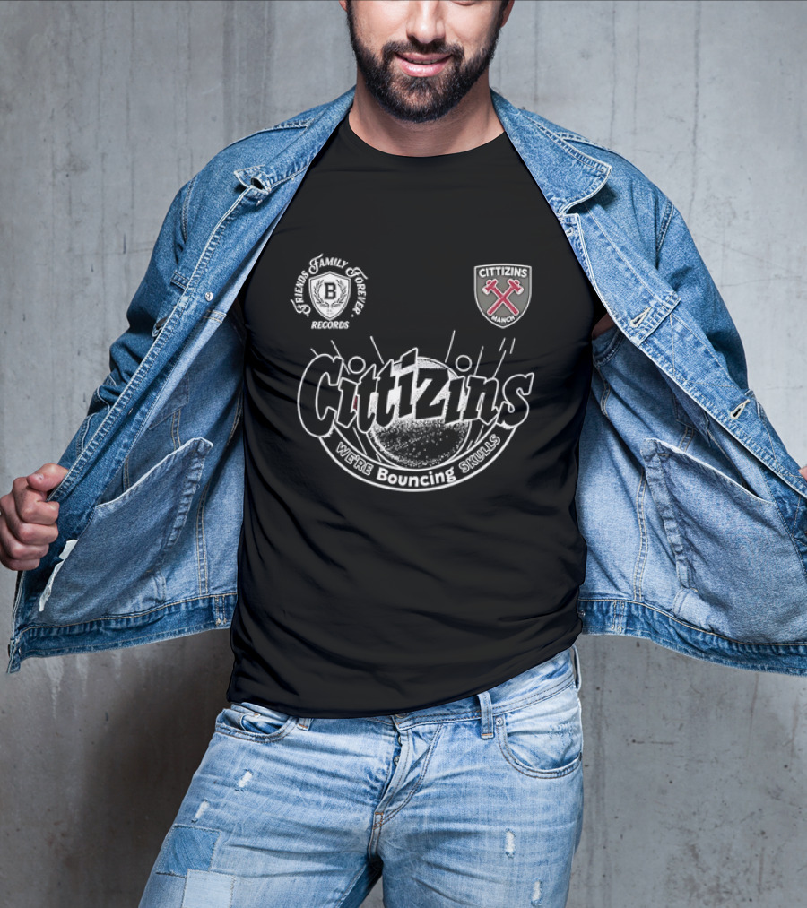 Cittizins We're Bouncing Skulls Friends Family Forever Records Football T-Shirt