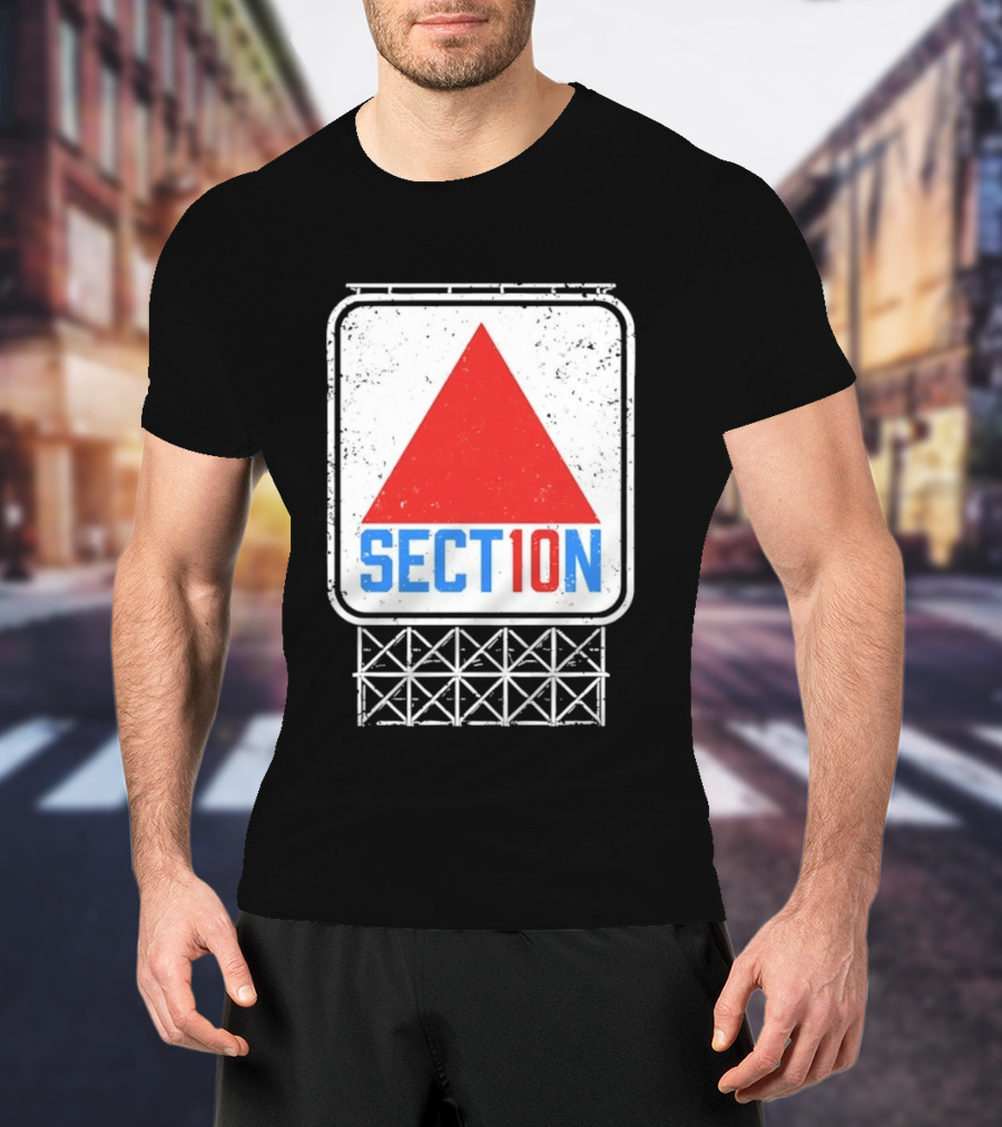 Section 10 Distressed Red Triangle Sign Retro Look S10 T-Shirt