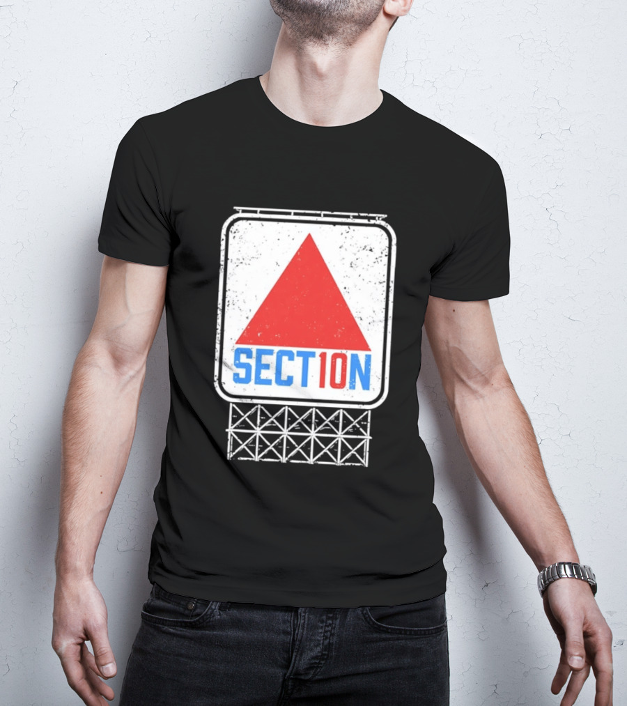 Section 10 Distressed Red Triangle Sign Retro Look S10 T-Shirt