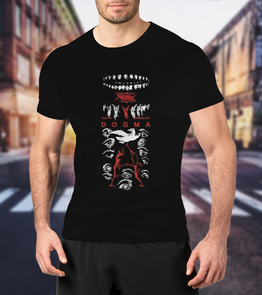 Half Me Capsule One Dogma Metalcore Band Art With Abstract Figures T-Shirt