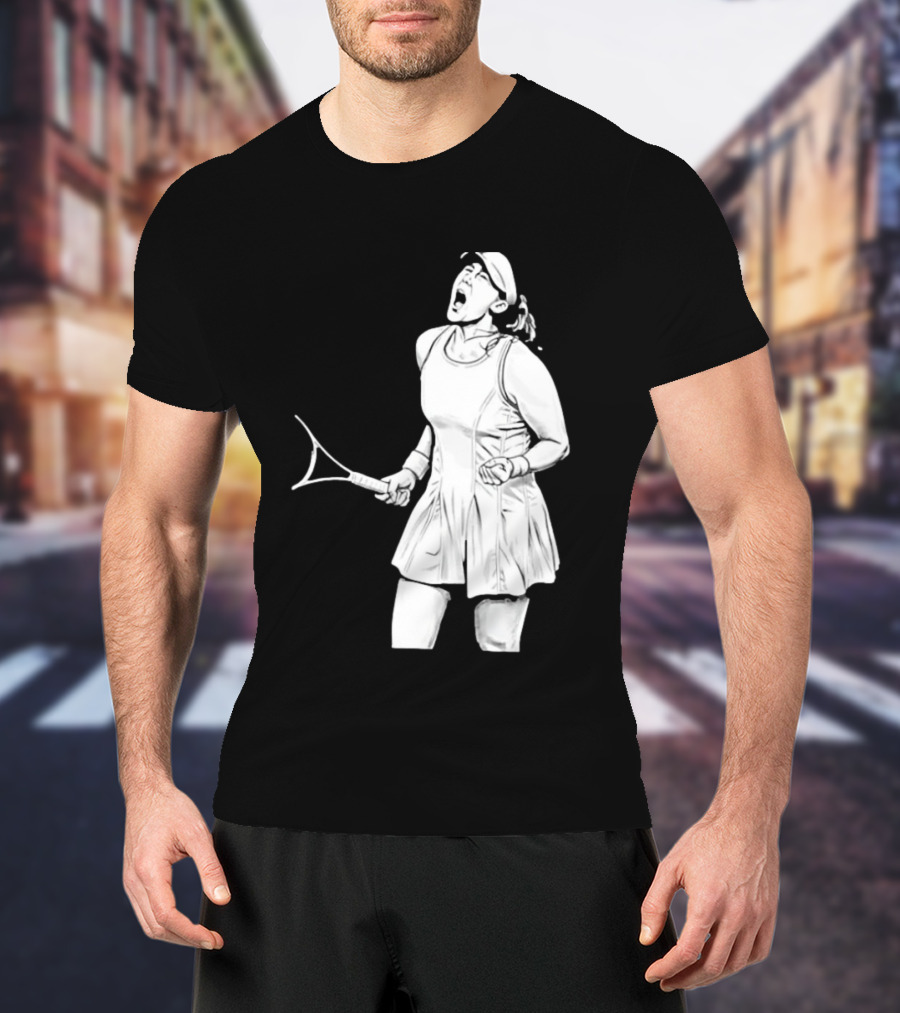 Tennis Player Celebrating Victory Power Grit Determination Black T-Shirt