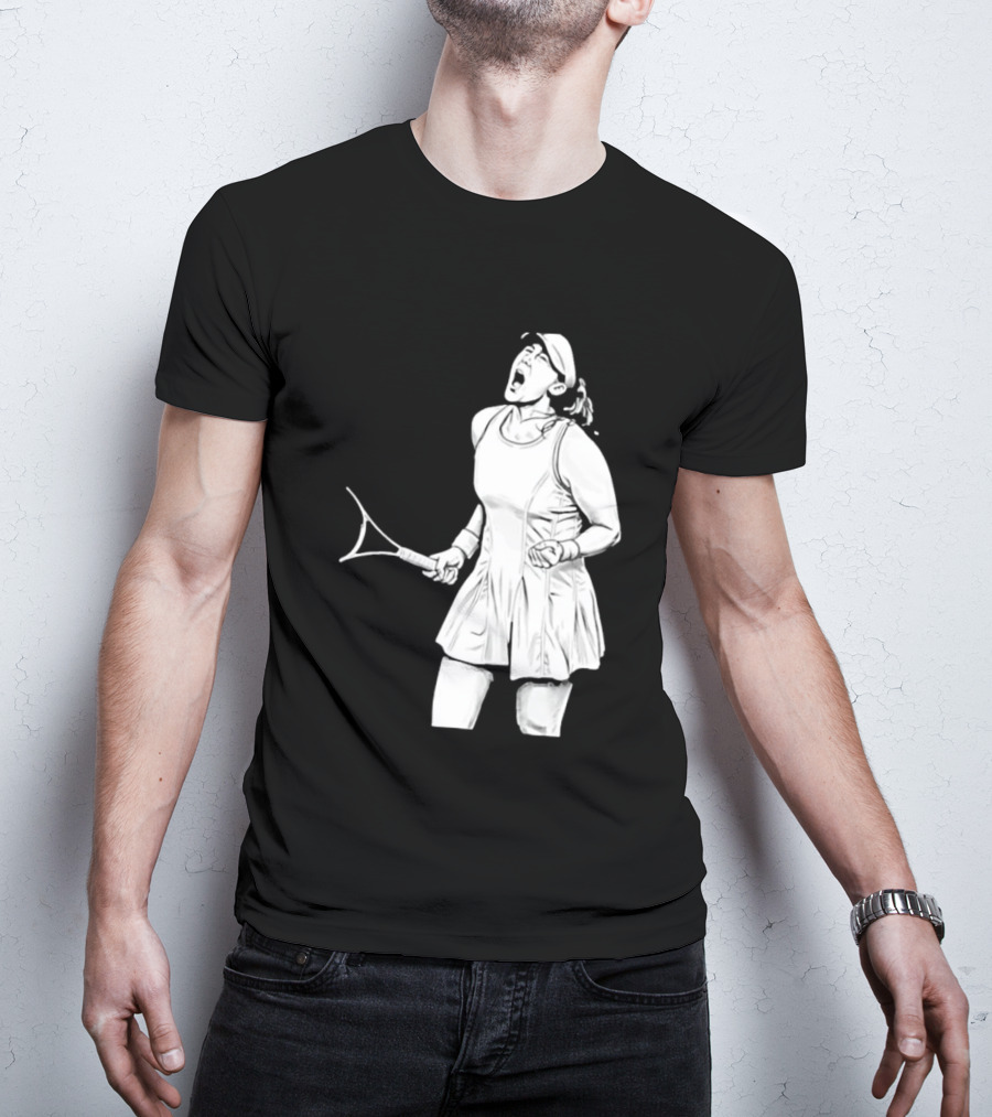 Tennis Player Celebrating Victory Power Grit Determination Black T-Shirt
