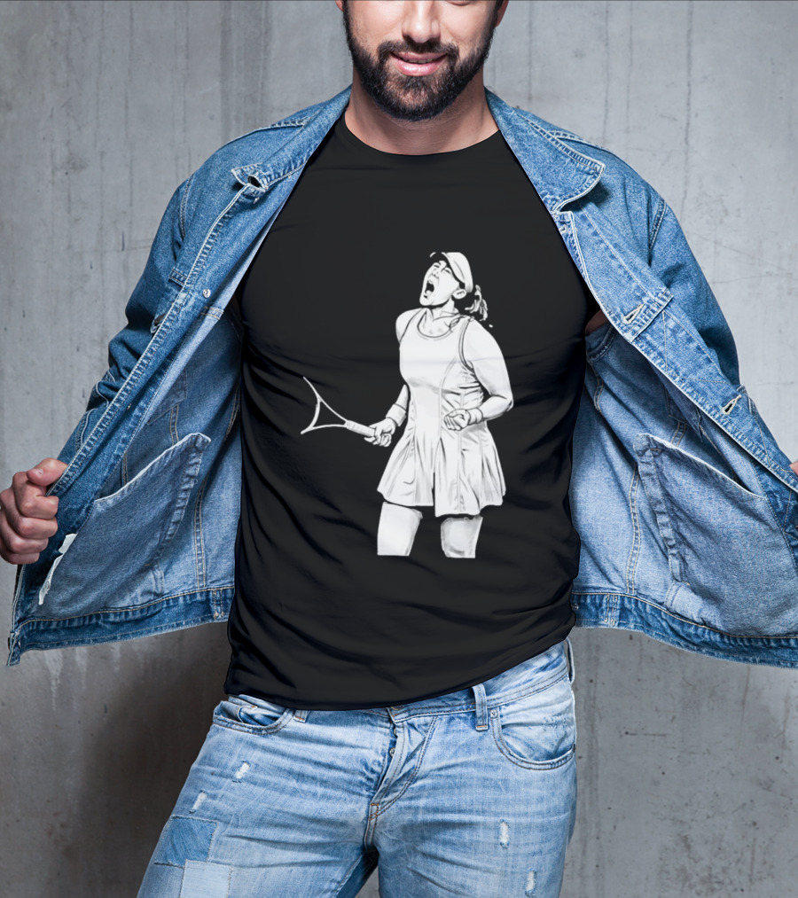 Tennis Player Celebrating Victory Power Grit Determination Black T-Shirt