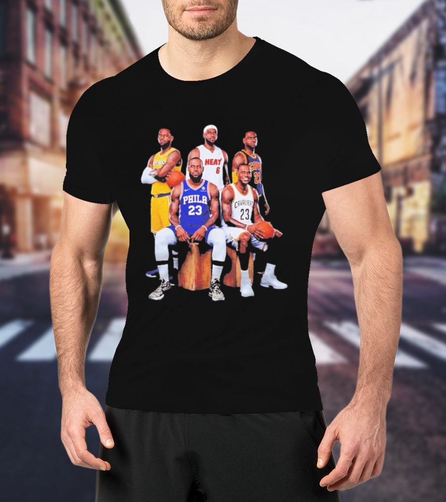 Lebron James 76ers Lakers Heat Cavaliers Basketball Player Iconic Jerseys 2026 T-Shirt