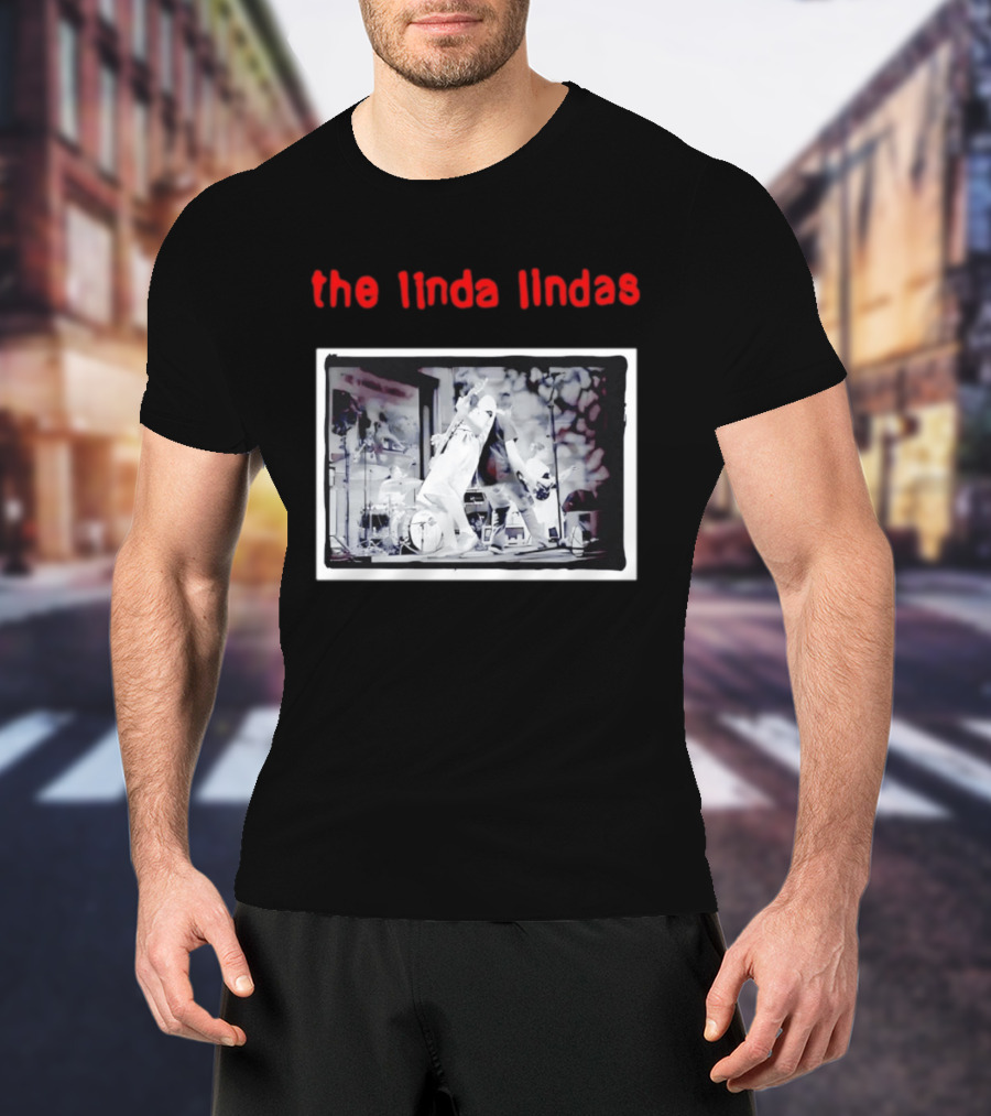The Linda Lindas Live Performance Punk Rock Black And White Stage Scene T-Shirt