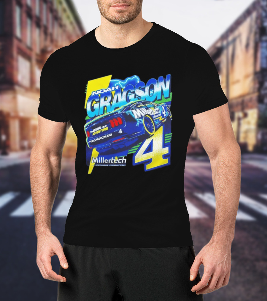 Noah Gragson Millertech Performance Lithium Batteries No 4 Ford Racing Powering Your Adventure T-Shirt