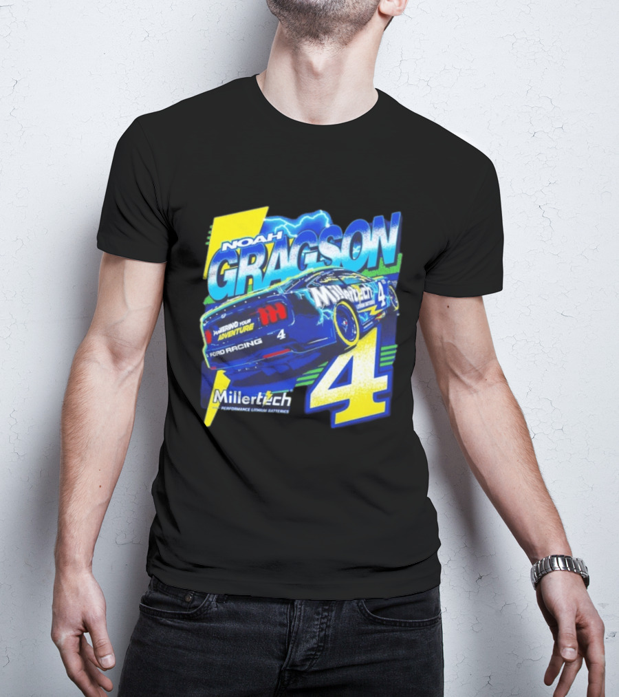 Noah Gragson Millertech Performance Lithium Batteries No 4 Ford Racing Powering Your Adventure T-Shirt