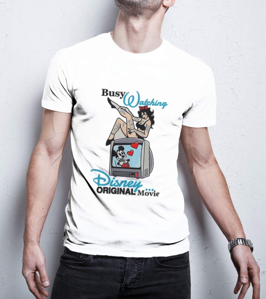 Busy Ing Disney Original Movie Retro Style With Mickey TV And Pin Up T-Shirt