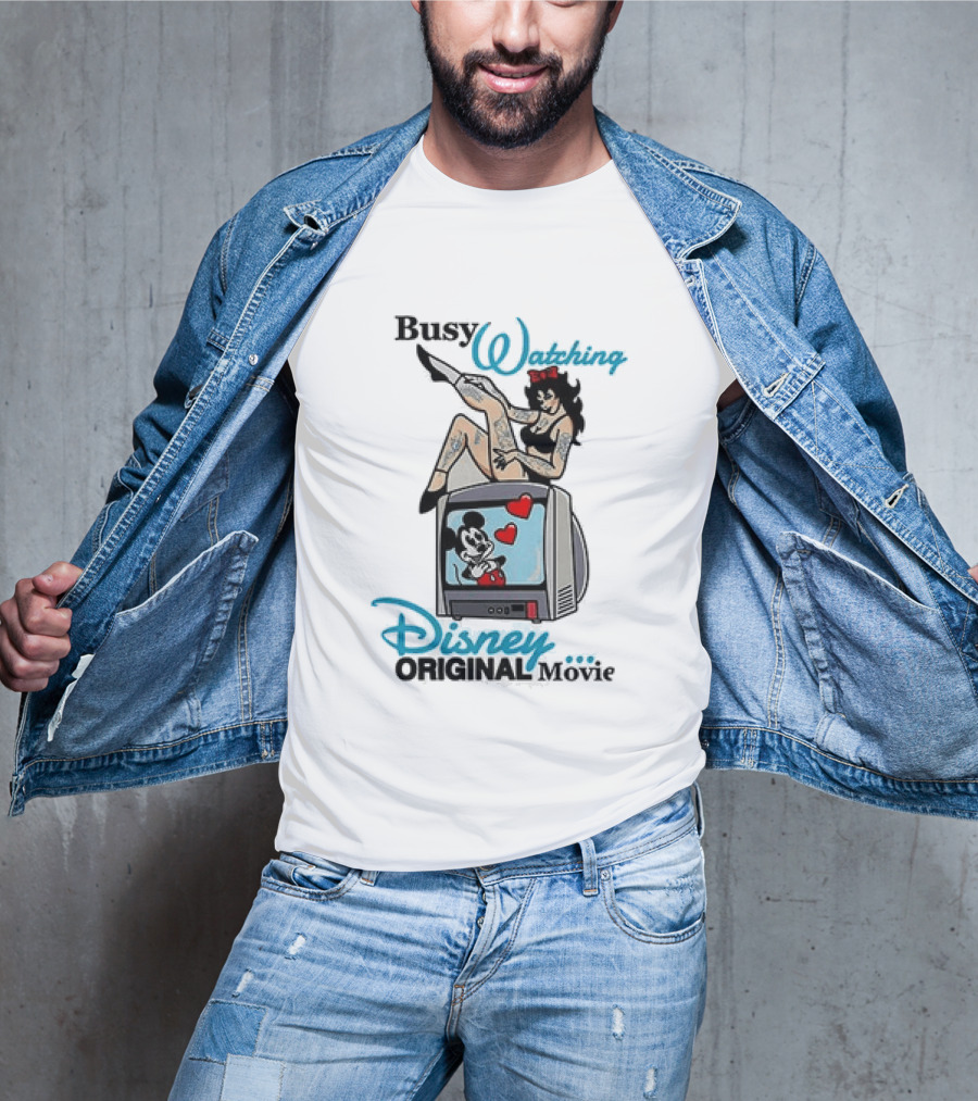 Busy Ing Disney Original Movie Retro Style With Mickey TV And Pin Up T-Shirt