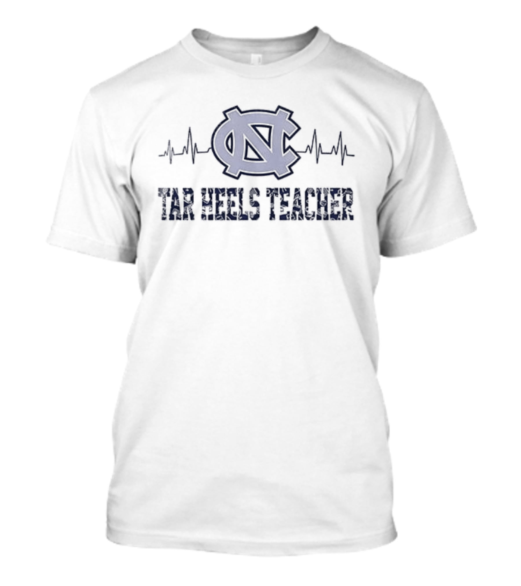 North Carolina Tar Heels Teacher Heartbeat Football Edition T-Shirt