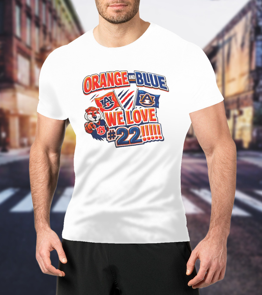 Auburn Tigers Orange And Blue We Love #22 Paws Up Enthusiasts T-Shirt