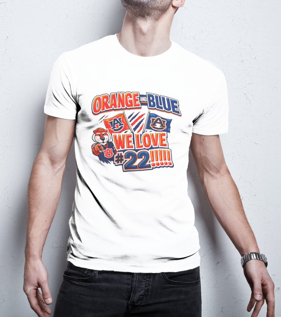 Auburn Tigers Orange And Blue We Love #22 Paws Up Enthusiasts T-Shirt