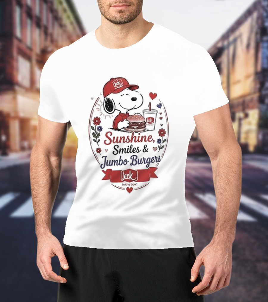 Peanuts Snoopy Sunshine Smiles Jumbo Burgers Collaboration With Jack In The Box T-Shirt
