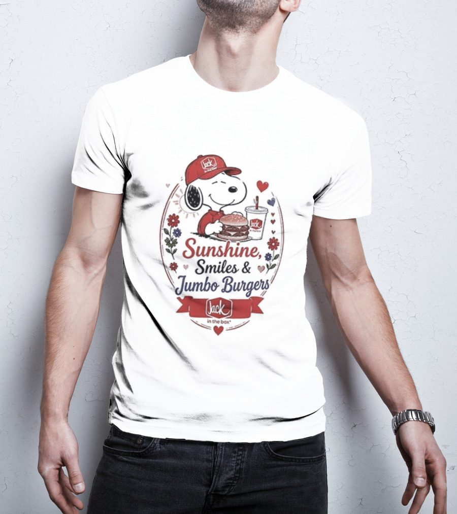 Peanuts Snoopy Sunshine Smiles Jumbo Burgers Collaboration With Jack In The Box T-Shirt