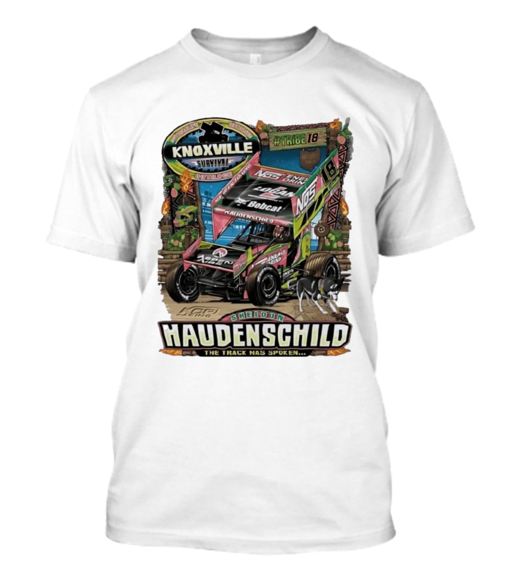 Sheldon Haudenschild Knoxville Survival Outrace Tribe 18 The Track Has Spoken NOS Energy Sprint Car Racing T-Shirt