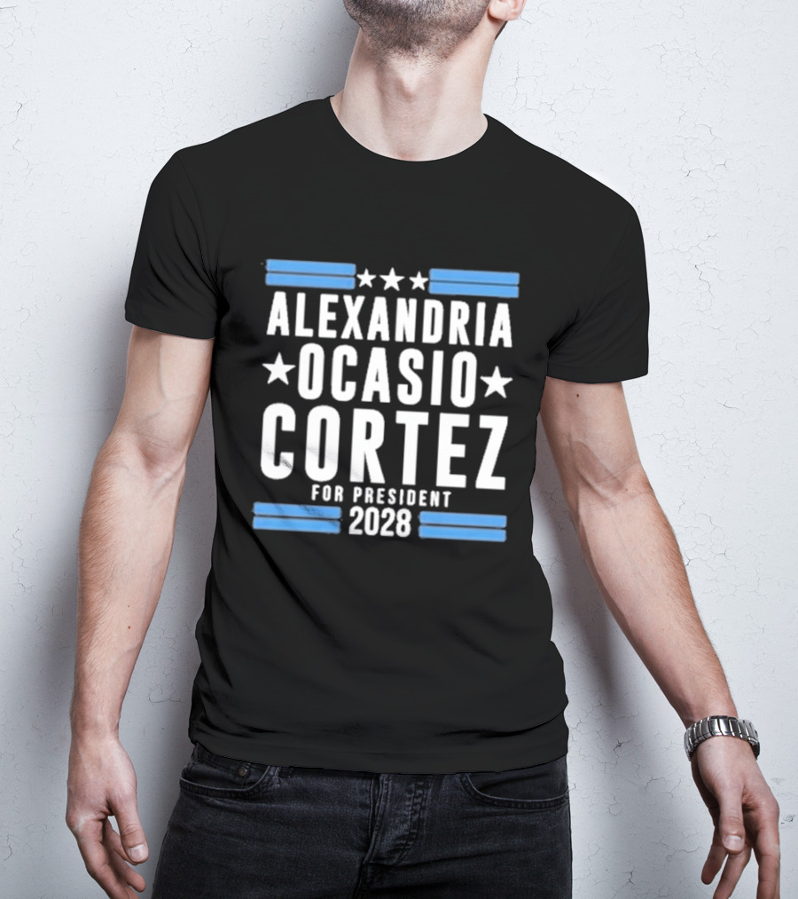 Alexandria Ocasio Cortez For President 2028 Stars Stripes Campaign T-Shirt