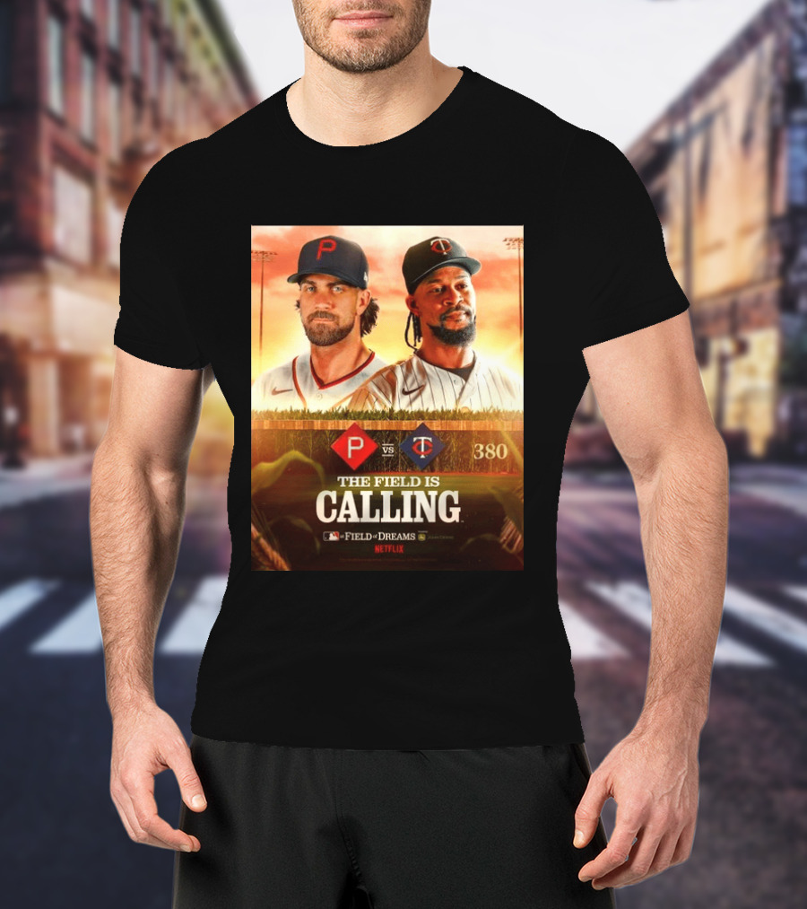Philadelphia Vs Minnesota MLB Field Of Dreams Bryce Harper Byron Buxton Netflix 380 T-Shirt