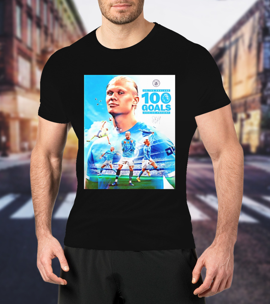 Erling Haaland 100 Goals Premier League 2022 2023 Present T-Shirt