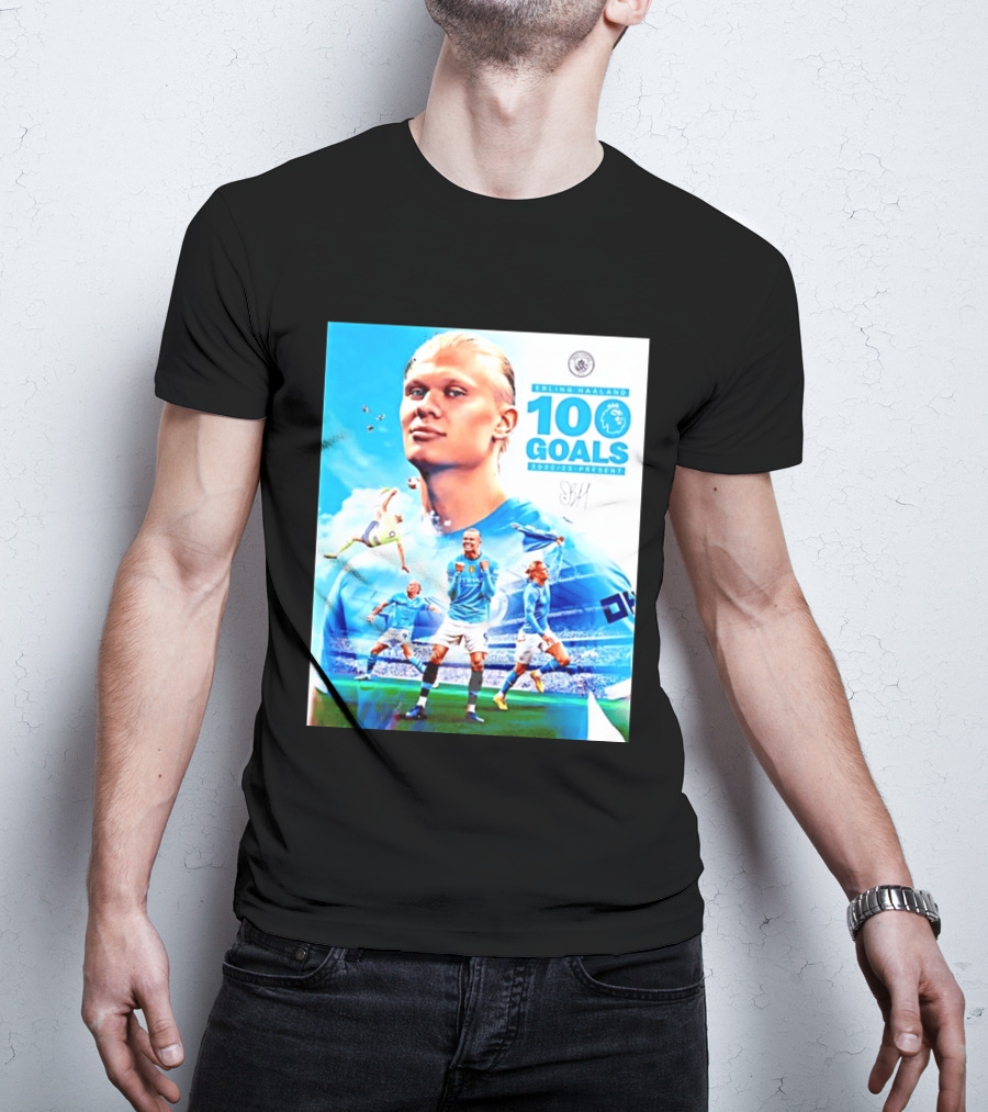 Erling Haaland 100 Goals Premier League 2022 2023 Present T-Shirt